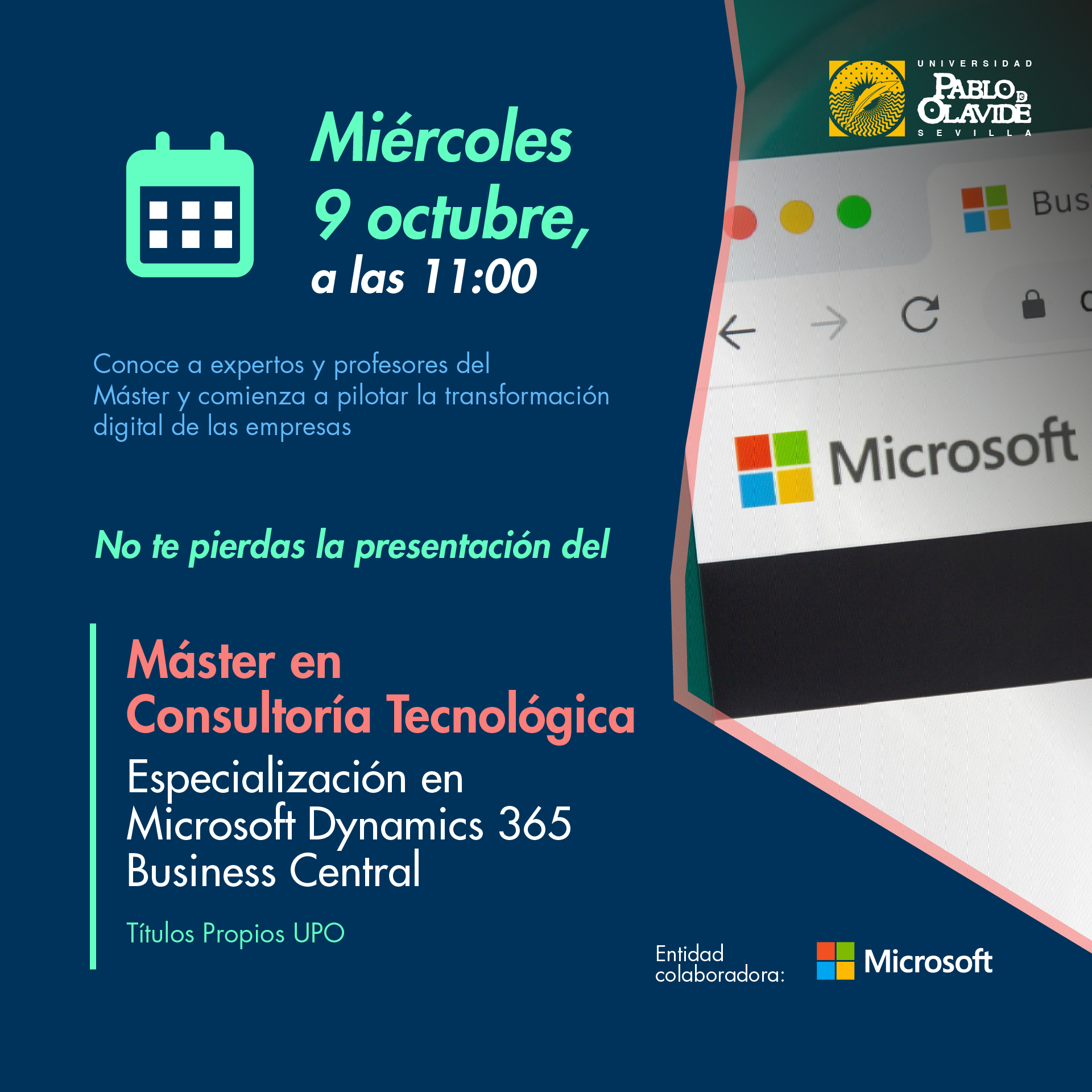 Presentación Máster de Consultoría Tecnológica (con especialización en microsoft dynamics 365 business central)