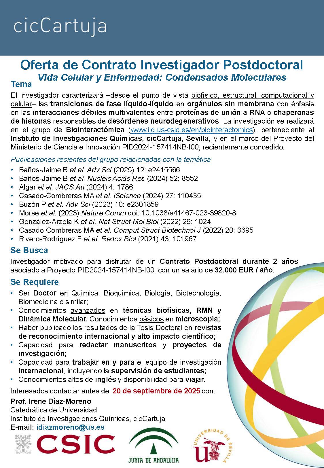 Contrato Investigador/a Postdoctoral
